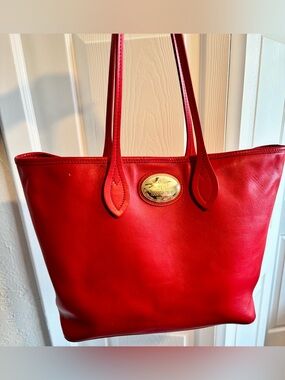 Roberto Cavalli Red Leather Icon Plaque Tote Bag Luxury Shoulder Purse